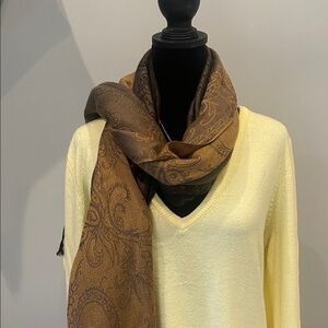 Brown Paisley Scarf super wide style with tassels
